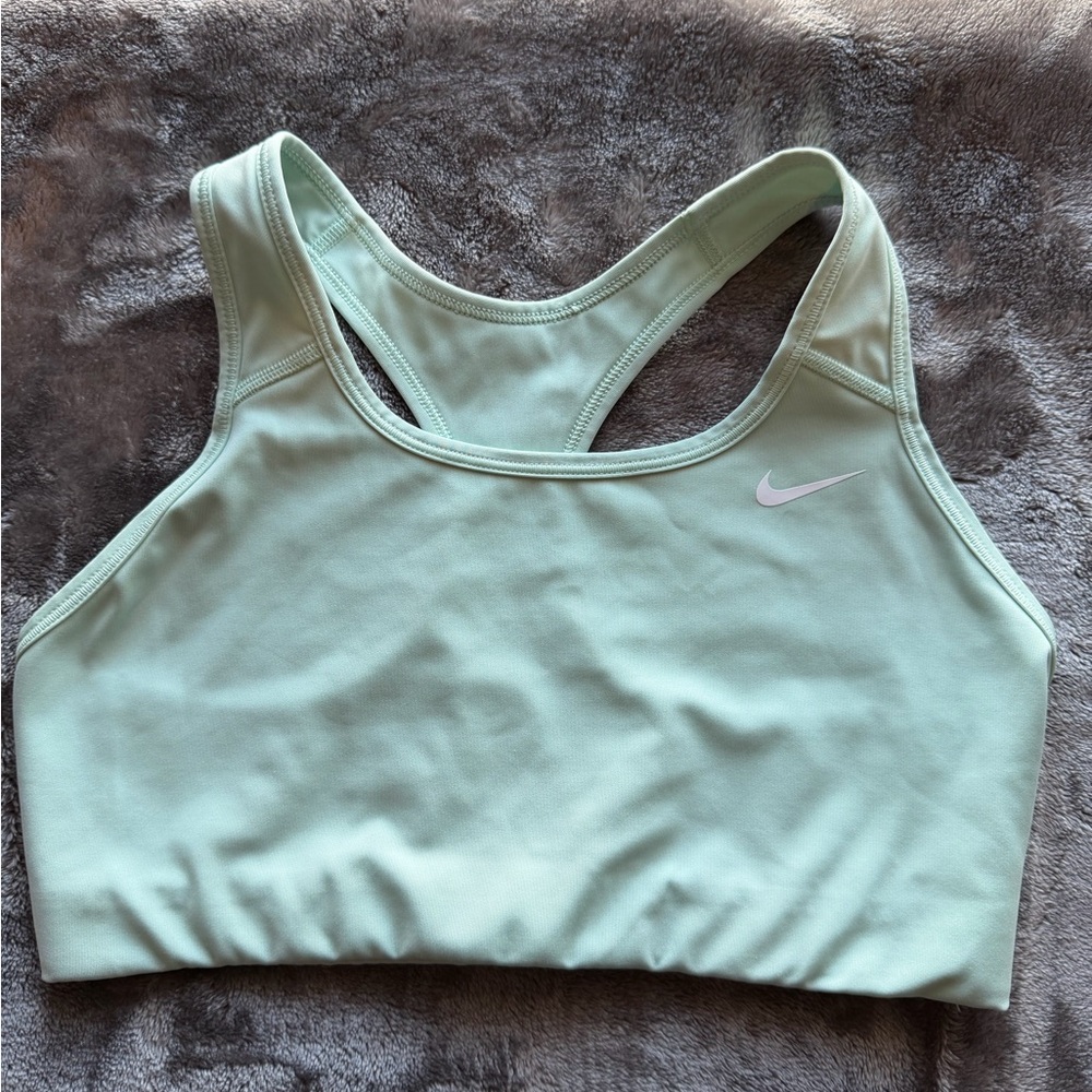 Nike Light Green Sports Bra with White Logo